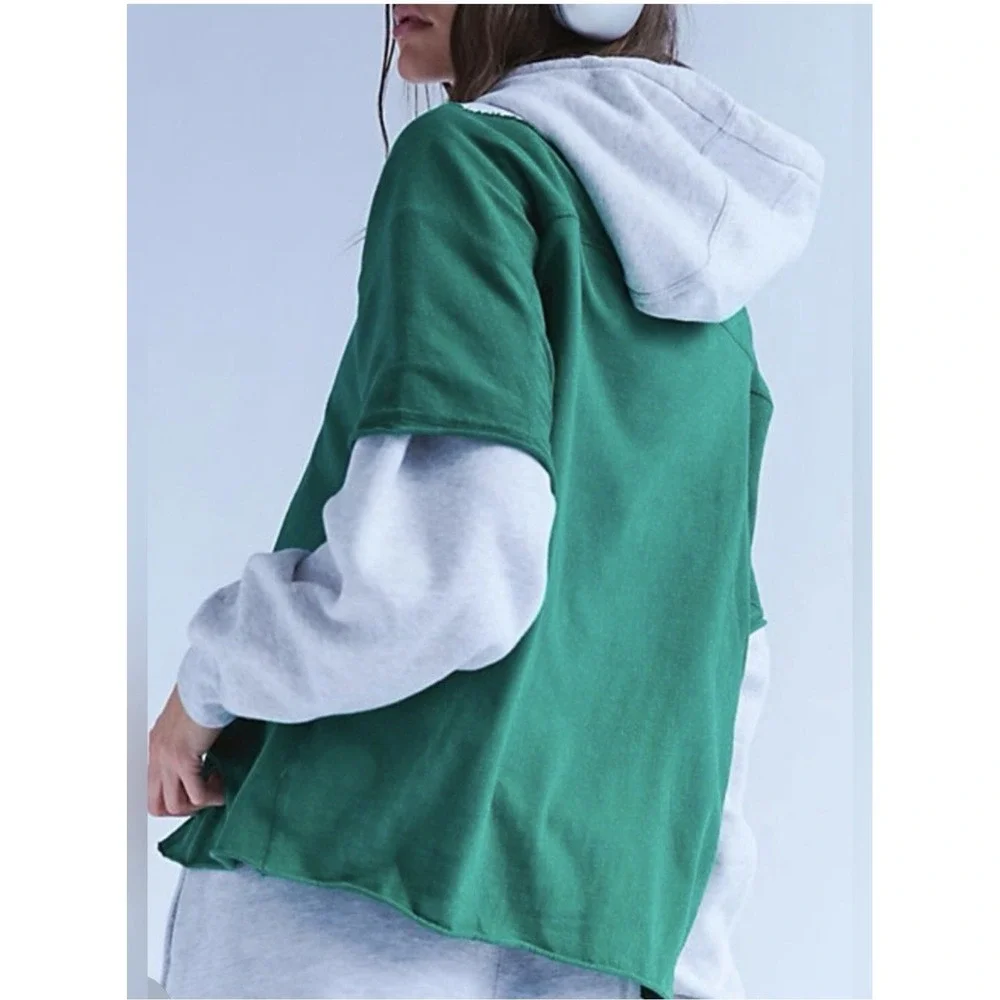 NWT Free People Movement Slam Dunk Logo Buti Tee Shirt Oversized Green Medium/M